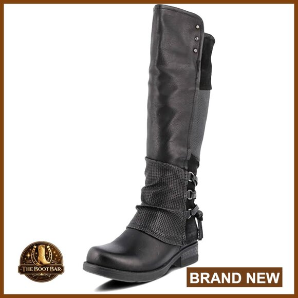 Knee-High Pull-On Boots with Zipper Closure and Faux Fur Insole